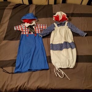 Raggedy Ann And Andy 2T Halloween Pretend Play Costumes Blue Red White Dress Hat